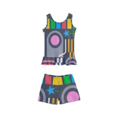 Pattern Geometric Abstract Colorful Arrow Line Circle Triangle Kids  Boyleg Swimsuit by Bangk1t