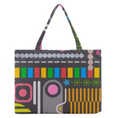 Pattern Geometric Abstract Colorful Arrow Line Circle Triangle Zipper Medium Tote Bag by Bangk1t