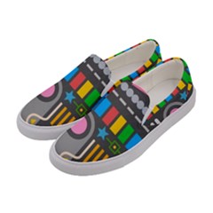 Pattern Geometric Abstract Colorful Arrow Line Circle Triangle Women s Canvas Slip Ons