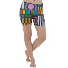 Pattern Geometric Abstract Colorful Arrow Line Circle Triangle Lightweight Velour Yoga Shorts by Bangk1t