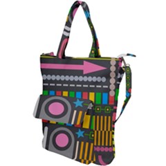 Pattern Geometric Abstract Colorful Arrow Line Circle Triangle Shoulder Tote Bag