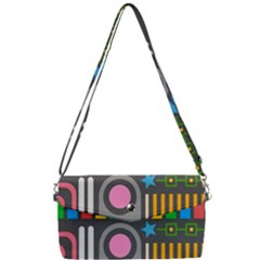 Pattern Geometric Abstract Colorful Arrow Line Circle Triangle Removable Strap Clutch Bag