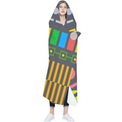 Pattern Geometric Abstract Colorful Arrow Line Circle Triangle Wearable Blanket by Bangk1t