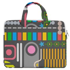 Pattern Geometric Abstract Colorful Arrow Line Circle Triangle Macbook Pro 16  Double Pocket Laptop Bag  by Bangk1t