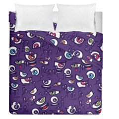 Eye Artwork Decor Eyes Pattern Purple Form Backgrounds Illustration Duvet Cover Double Side (queen Size)