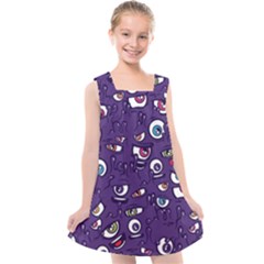 Eye Artwork Decor Eyes Pattern Purple Form Backgrounds Illustration Kids  Cross Back Dress