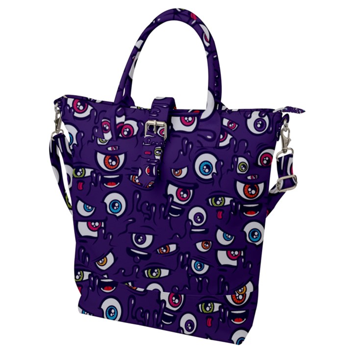 Eye Artwork Decor Eyes Pattern Purple Form Backgrounds Illustration Buckle Top Tote Bag