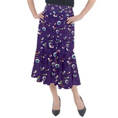Eye Artwork Decor Eyes Pattern Purple Form Backgrounds Illustration Midi Mermaid Skirt by Bangk1t