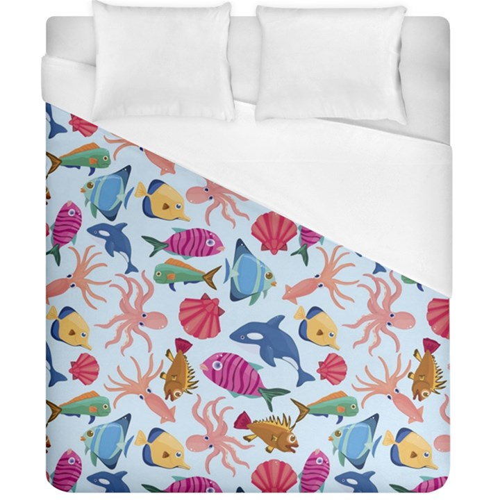 Sea Creature Themed Artwork Underwater Background Pictures Duvet Cover (California King Size)