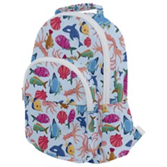 Sea Creature Themed Artwork Underwater Background Pictures Rounded Multi Pocket Backpack by Bangk1t