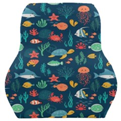 Variety Of Fish Illustration Turtle Jellyfish Art Texture Car Seat Back Cushion 