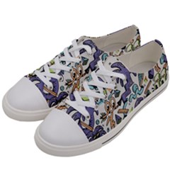 Purple Orange Green Blue Cartoon Women s Low Top Canvas Sneakers