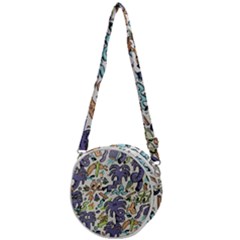 Purple Orange Green Blue Cartoon Crossbody Circle Bag by Bangk1t