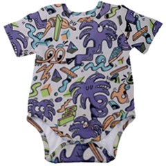 Purple Orange Green Blue Cartoon Baby Short Sleeve Bodysuit by Bangk1t