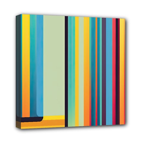 Colorful Rainbow Striped Pattern Stripes Background Mini Canvas 8  X 8  (stretched)