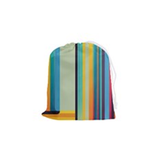 Colorful Rainbow Striped Pattern Stripes Background Drawstring Pouch (small) by Bangk1t