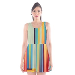 Colorful Rainbow Striped Pattern Stripes Background Scoop Neck Skater Dress