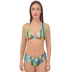 Colorful Rainbow Striped Pattern Stripes Background Double Strap Halter Bikini Set by Bangk1t