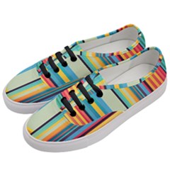 Colorful Rainbow Striped Pattern Stripes Background Women s Classic Low Top Sneakers by Bangk1t