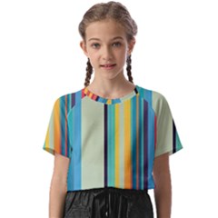 Colorful Rainbow Striped Pattern Stripes Background Kids  Basic Tee