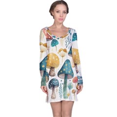 Mushroom Forest Fantasy Flower Nature Long Sleeve Nightdress