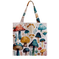 Mushroom Forest Fantasy Flower Nature Zipper Grocery Tote Bag