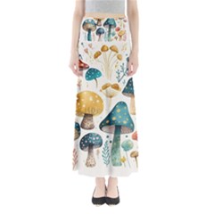 Mushroom Forest Fantasy Flower Nature Full Length Maxi Skirt