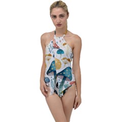 Mushroom Forest Fantasy Flower Nature Go With The Flow One Piece Swimsuit