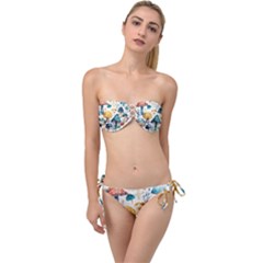 Mushroom Forest Fantasy Flower Nature Twist Bandeau Bikini Set