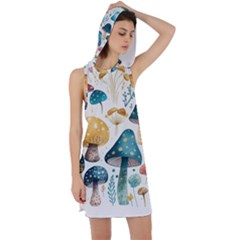 Mushroom Forest Fantasy Flower Nature Racer Back Hoodie Dress