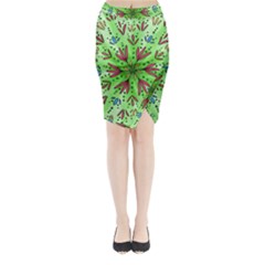 Flower Mandala Art Drawing Spring Background Midi Wrap Pencil Skirt by Bangk1t