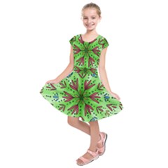 Flower Mandala Art Drawing Spring Background Kids  Short Sleeve Dress