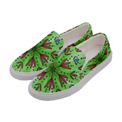 Flower Mandala Art Drawing Spring Background Women s Canvas Slip Ons by Bangk1t