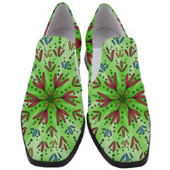 Flower Mandala Art Drawing Spring Background Women Slip On Heel Loafers