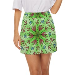 Flower Mandala Art Drawing Spring Background Mini Front Wrap Skirt