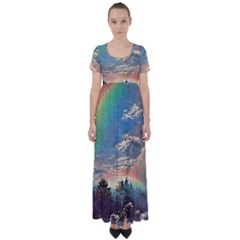 Abstract Art Psychedelic Arts Experimental High Waist Short Sleeve Maxi Dress