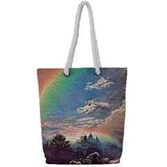 Abstract Art Psychedelic Arts Experimental Full Print Rope Handle Tote (small)