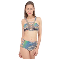 Abstract Art Psychedelic Arts Experimental Cage Up Bikini Set