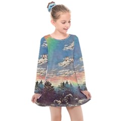 Abstract Art Psychedelic Arts Experimental Kids  Long Sleeve Dress