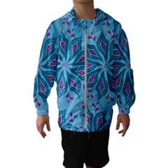 Flower Template Mandala Nature Blue Sketch Drawing Kids  Hooded Windbreaker by Bangk1t