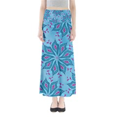 Flower Template Mandala Nature Blue Sketch Drawing Full Length Maxi Skirt