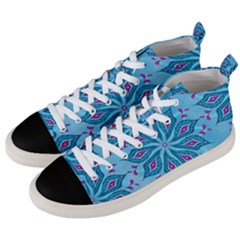 Flower Template Mandala Nature Blue Sketch Drawing Men s Mid-top Canvas Sneakers