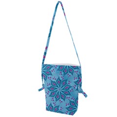 Flower Template Mandala Nature Blue Sketch Drawing Folding Shoulder Bag