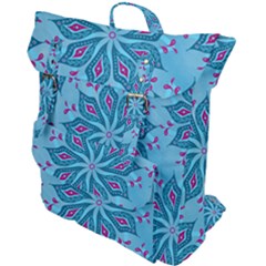 Flower Template Mandala Nature Blue Sketch Drawing Buckle Up Backpack by Bangk1t