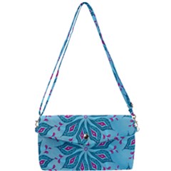 Flower Template Mandala Nature Blue Sketch Drawing Removable Strap Clutch Bag