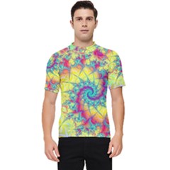 Fractal Spiral Abstract Background Vortex Yellow Men s Short Sleeve Rash Guard by Bangk1t