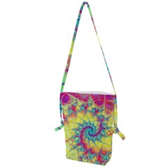 Fractal Spiral Abstract Background Vortex Yellow Folding Shoulder Bag by Bangk1t