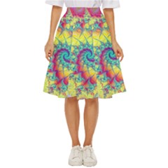 Fractal Spiral Abstract Background Vortex Yellow Classic Short Skirt by Bangk1t