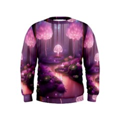 Trees Forest Landscape Nature Neon Kids  Sweatshirt