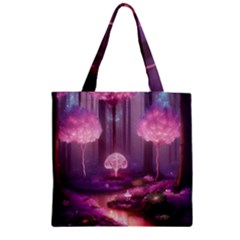 Trees Forest Landscape Nature Neon Zipper Grocery Tote Bag